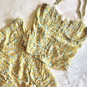 Skylar + Madison Yellow and Blue Floral 2 Piece Set, NWT